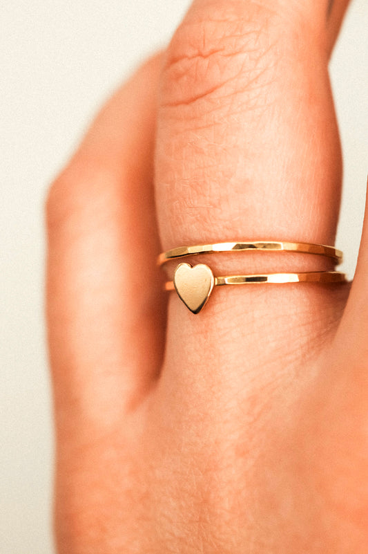 Heart Set of 2 Stacking Rings, 14K Gold Fill