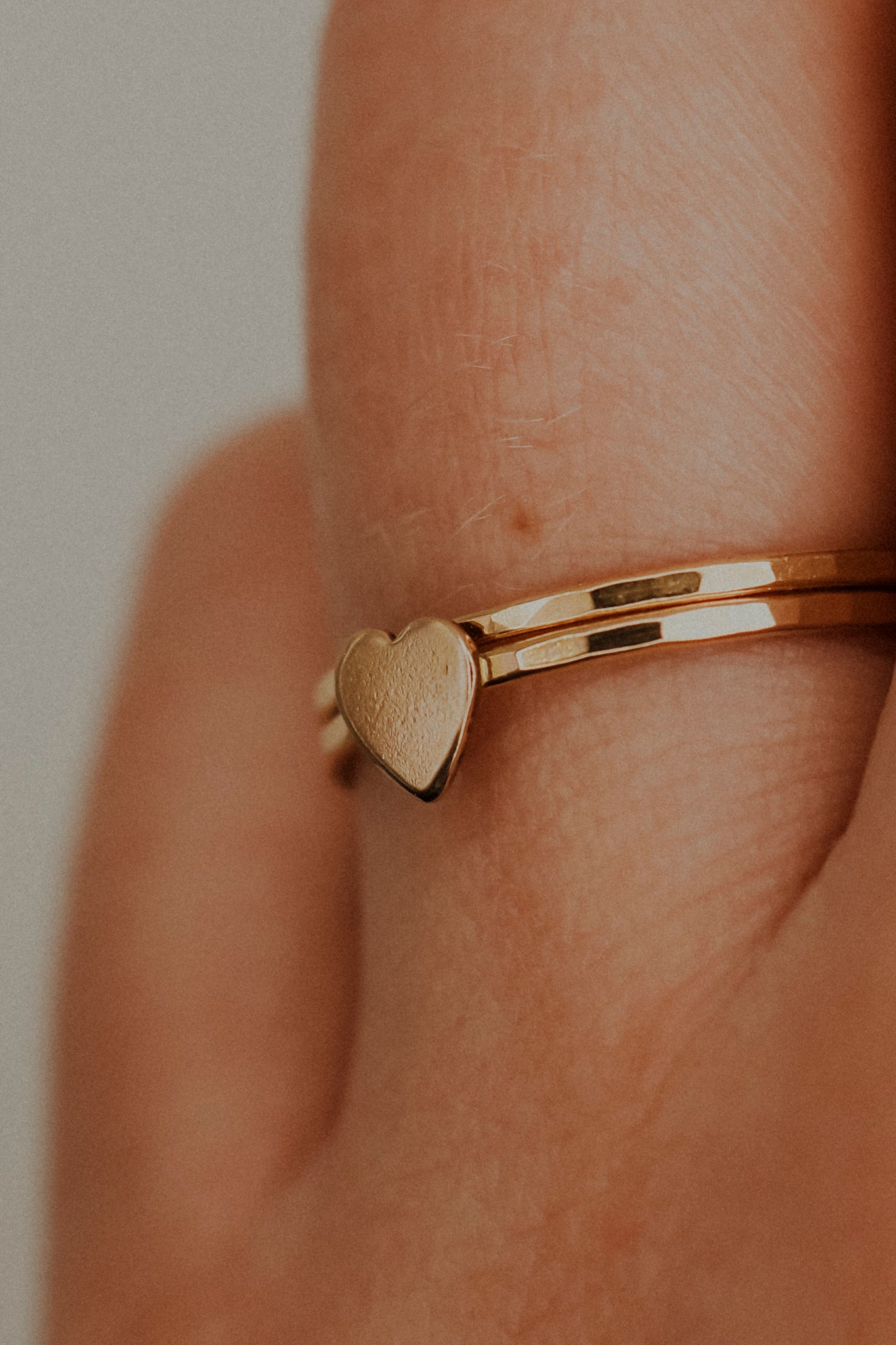 Heart Set of 2 Stacking Rings, 14K Gold Fill