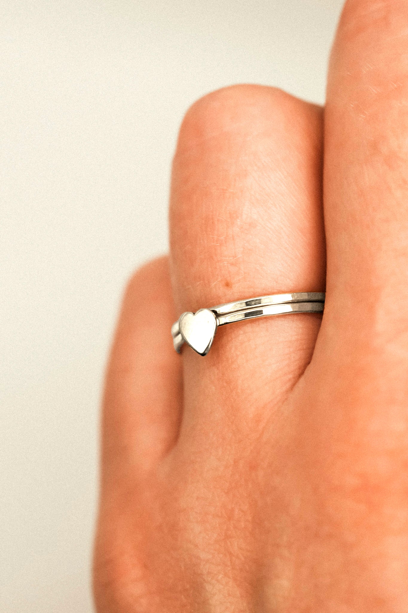 Heart Set of 2 Stacking Rings, Sterling Silver