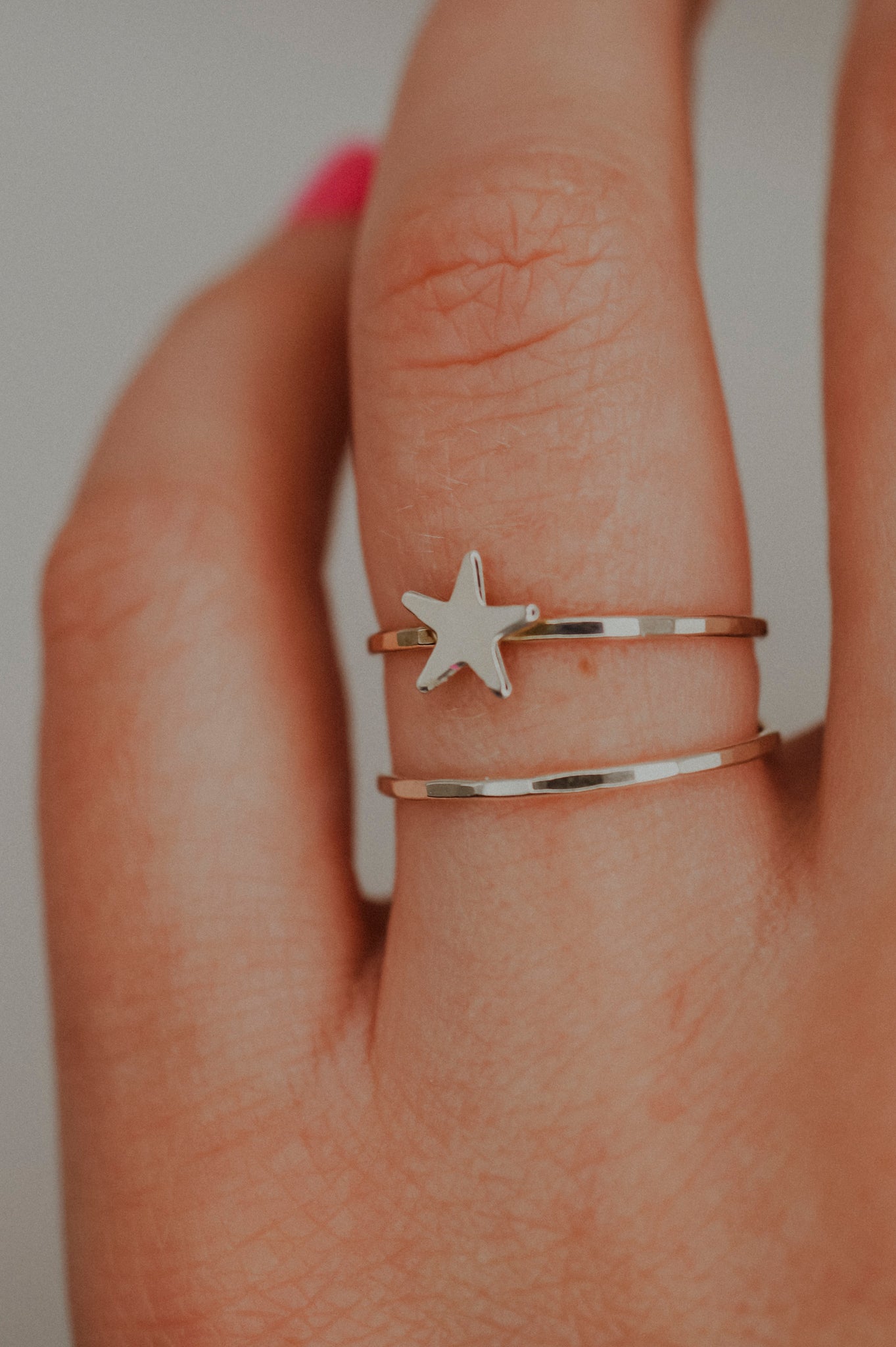 Star Set of 2 Stacking Rings, Sterling Silver