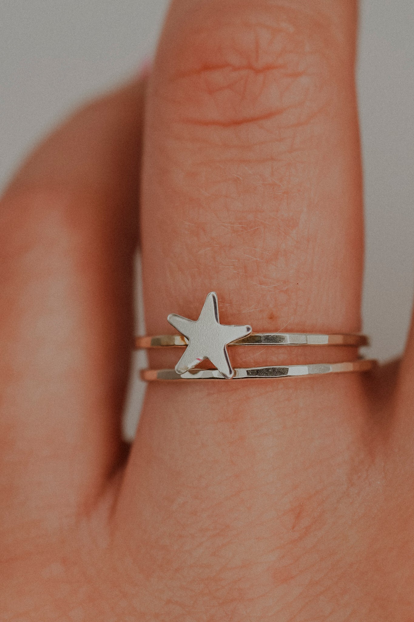 Star Set of 2 Stacking Rings, Sterling Silver