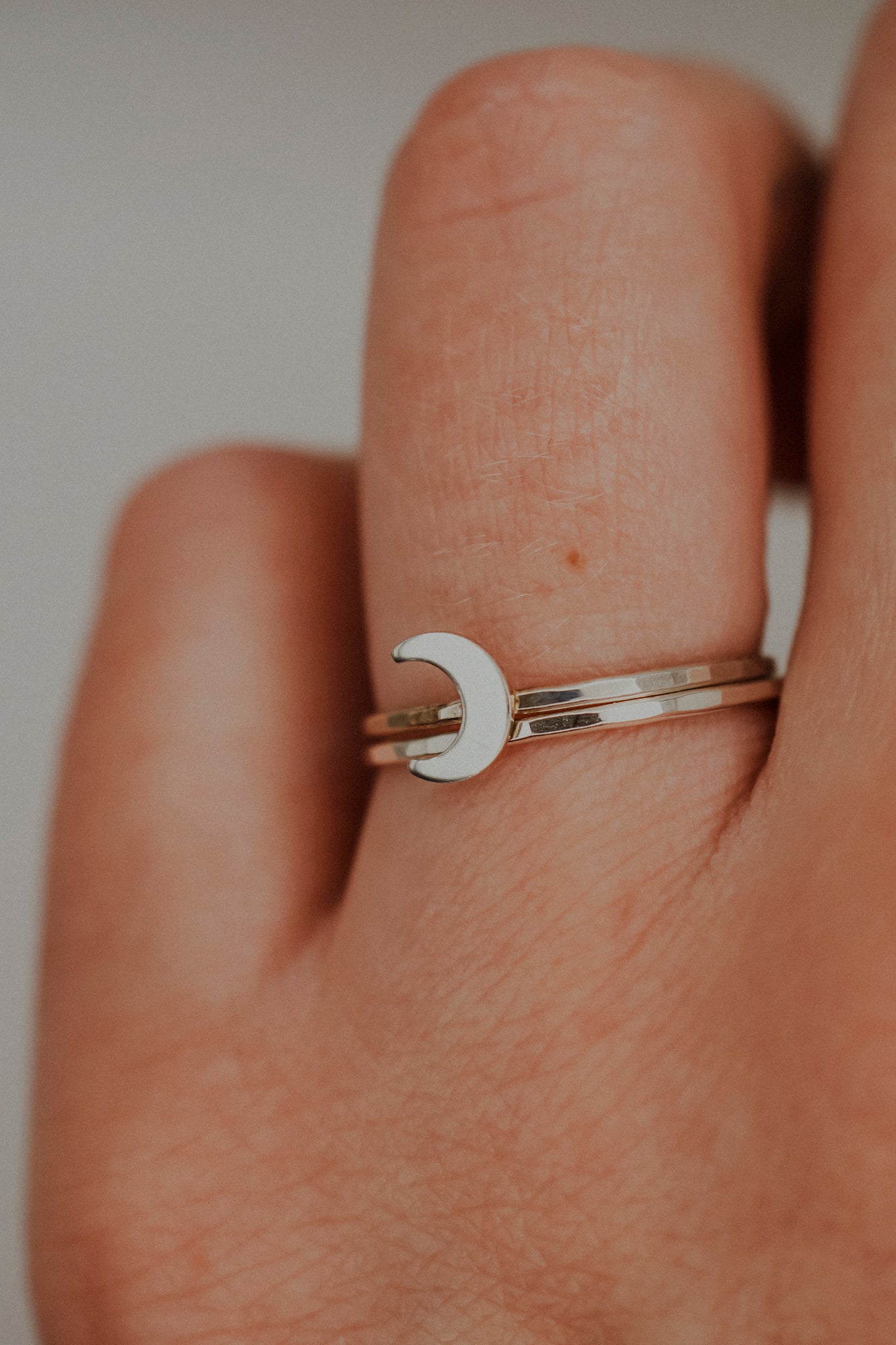 Moon Set of 2 Stacking Rings, Sterling Silver
