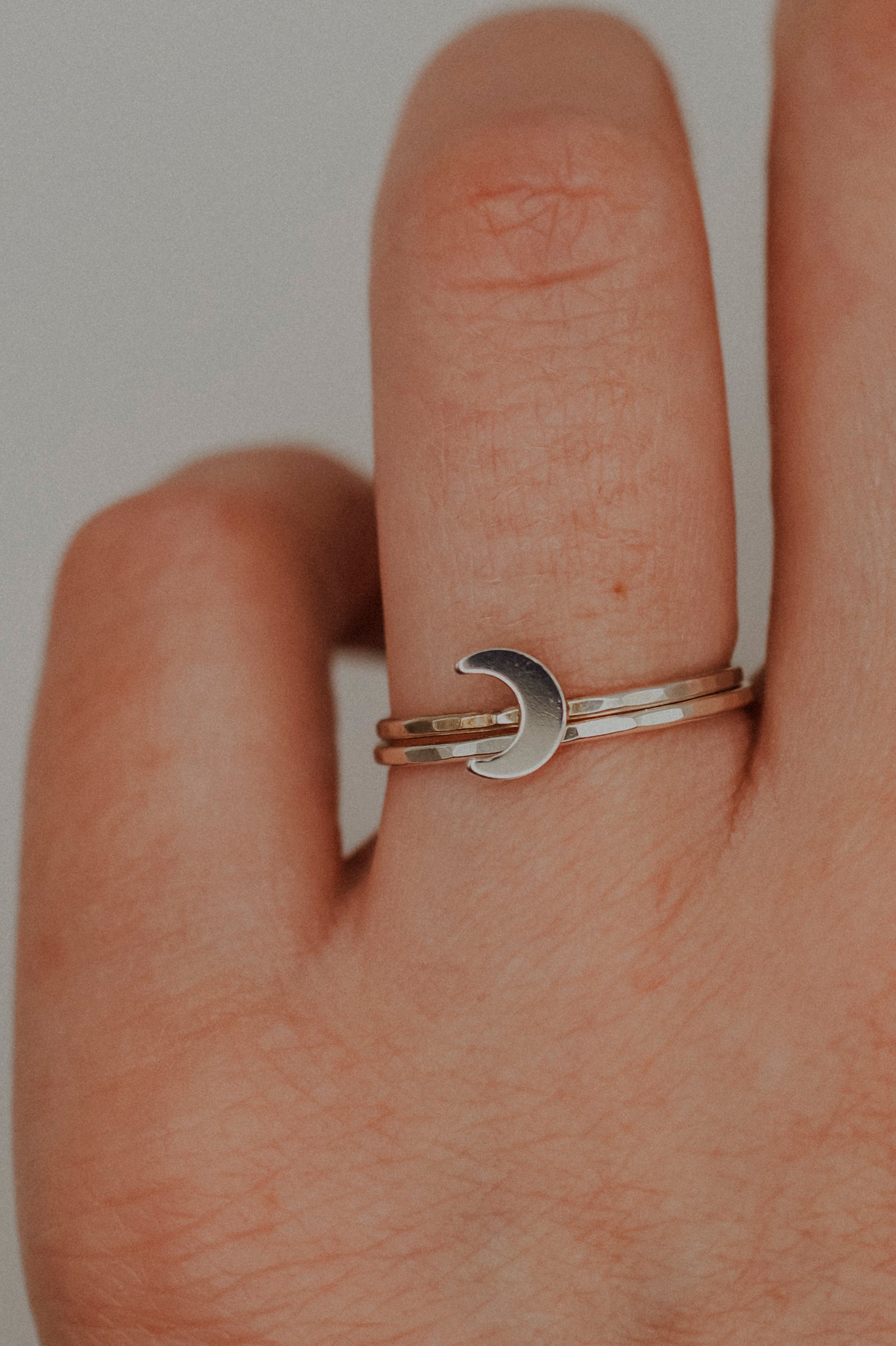 Moon Set of 2 Stacking Rings, Sterling Silver