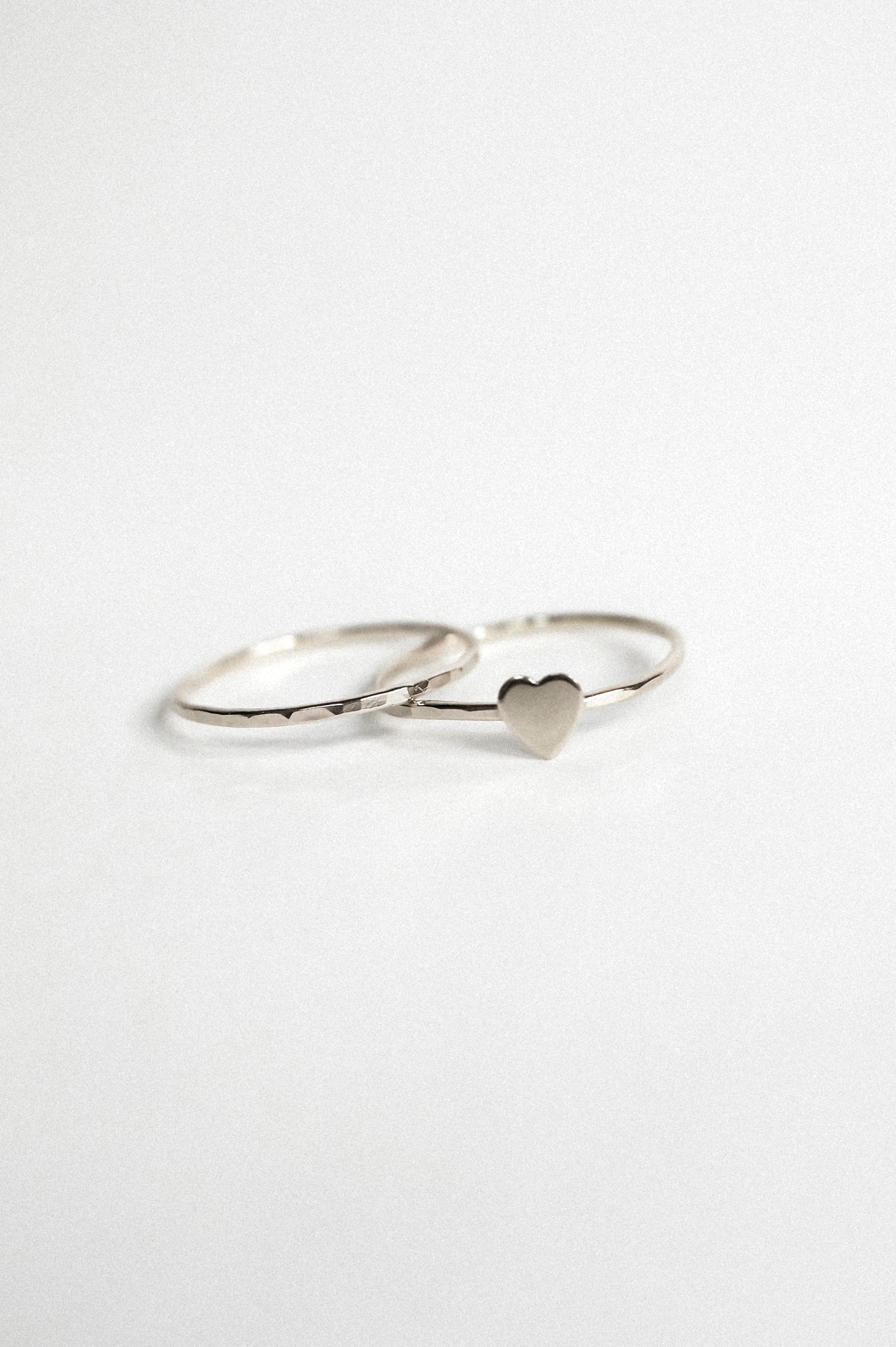 Heart Set of 2 Stacking Rings, Sterling Silver