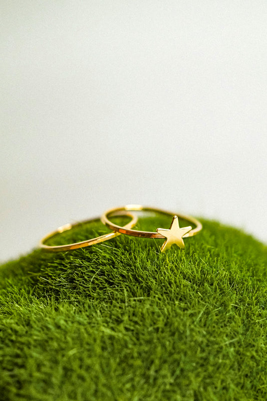 Star Set of 2 Stacking Rings, 14K Gold Fill