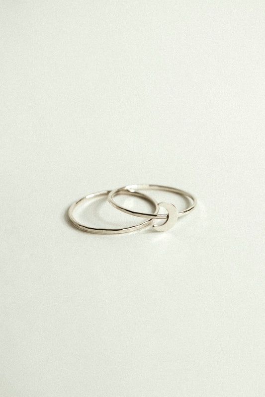 Moon Set of 2 Stacking Rings, Sterling Silver