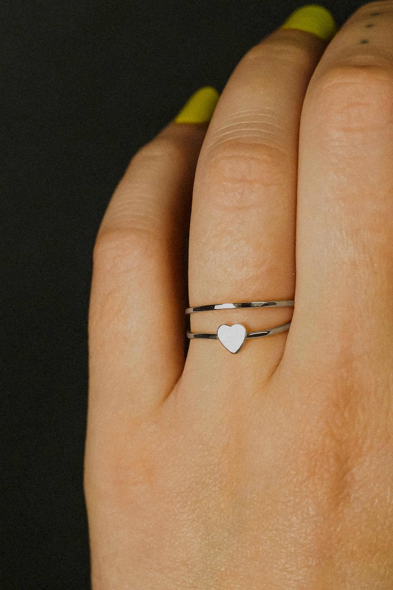 Heart Set of 2 Stacking Rings, Sterling Silver