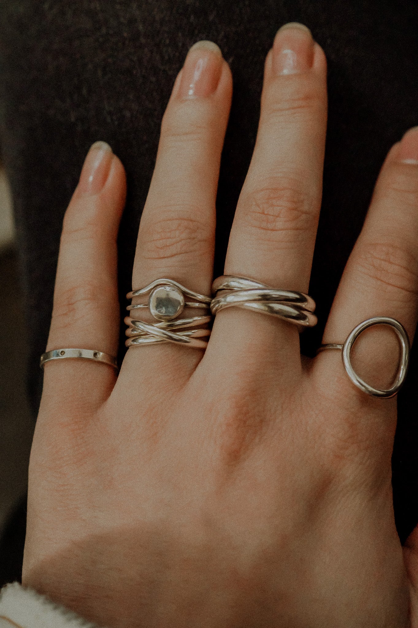 Overlap Teardrop Set of 3 Stacking Rings in Solid 14K Gold, Rose Gold or Sterling Silver