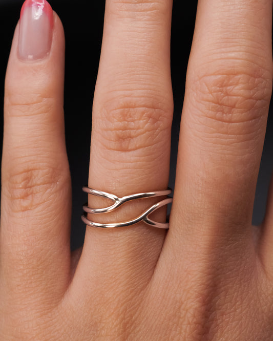 Small Curved Wraparound Ring, Sterling Silver
