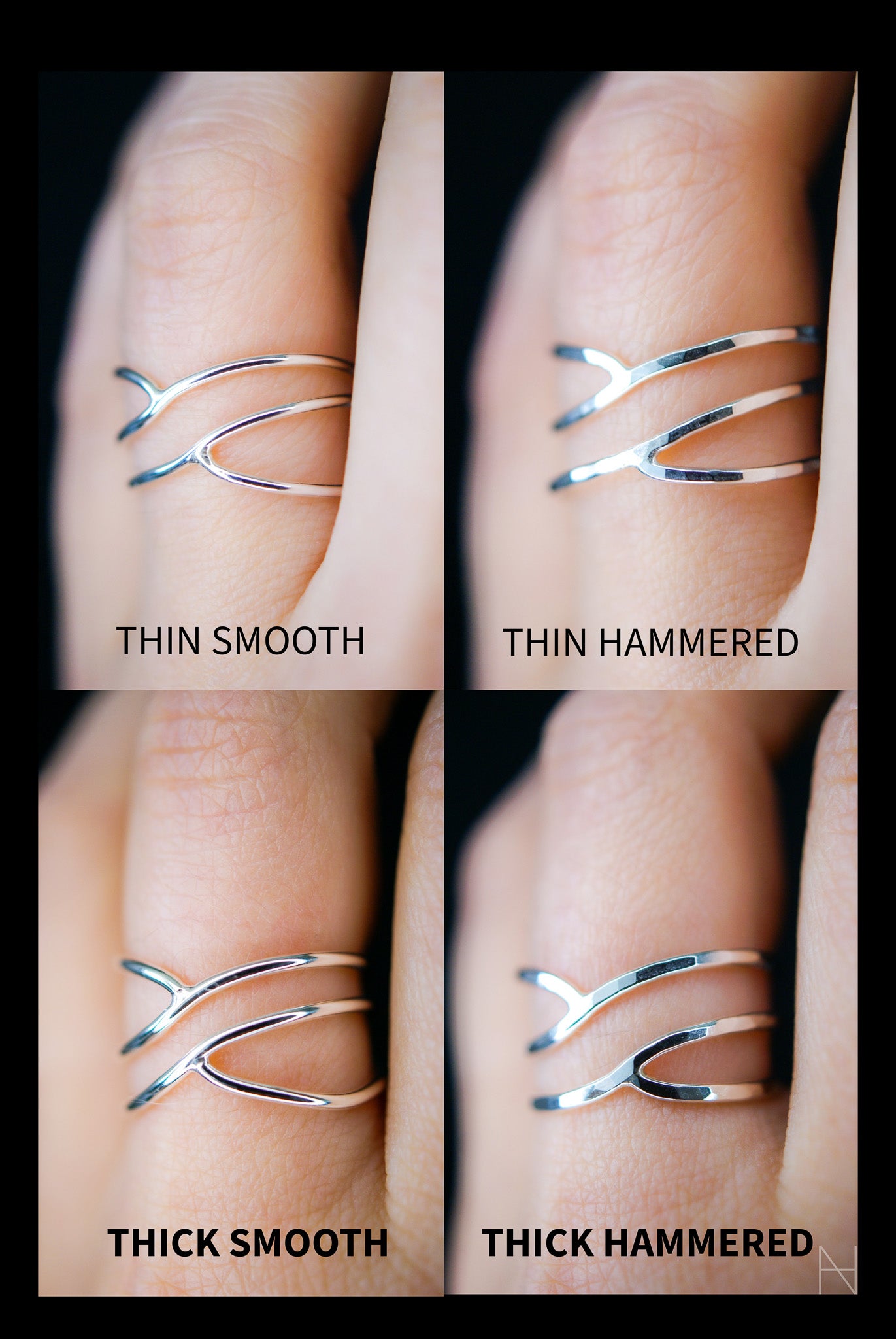 Small Curved Wraparound Ring, Sterling Silver