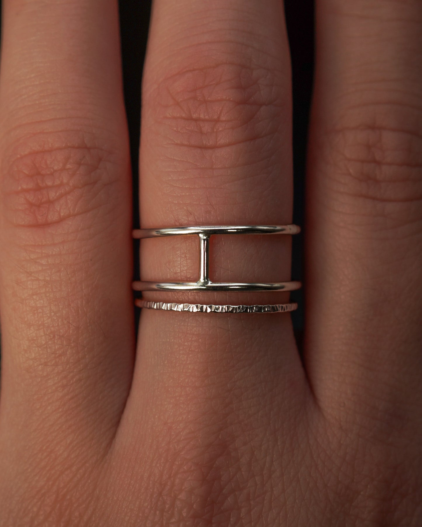 Sparkle Cage Set of 2 Stacking Rings, Gold Fill, Rose Gold Fill or Sterling Silver