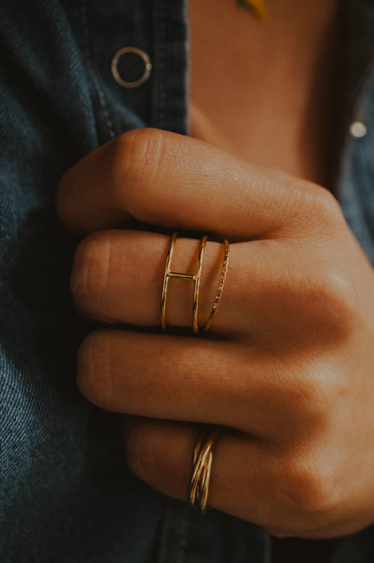 Sparkle Cage Set of 2 Stacking Rings, Gold Fill, Rose Gold Fill or Sterling Silver
