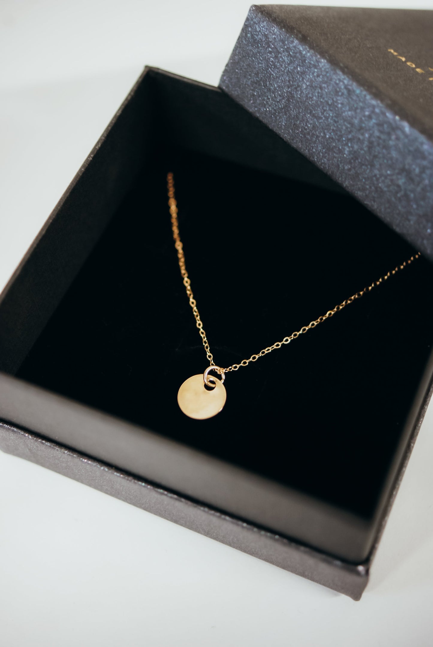 Textured Disc Pendant Charm, Solid 14K Gold