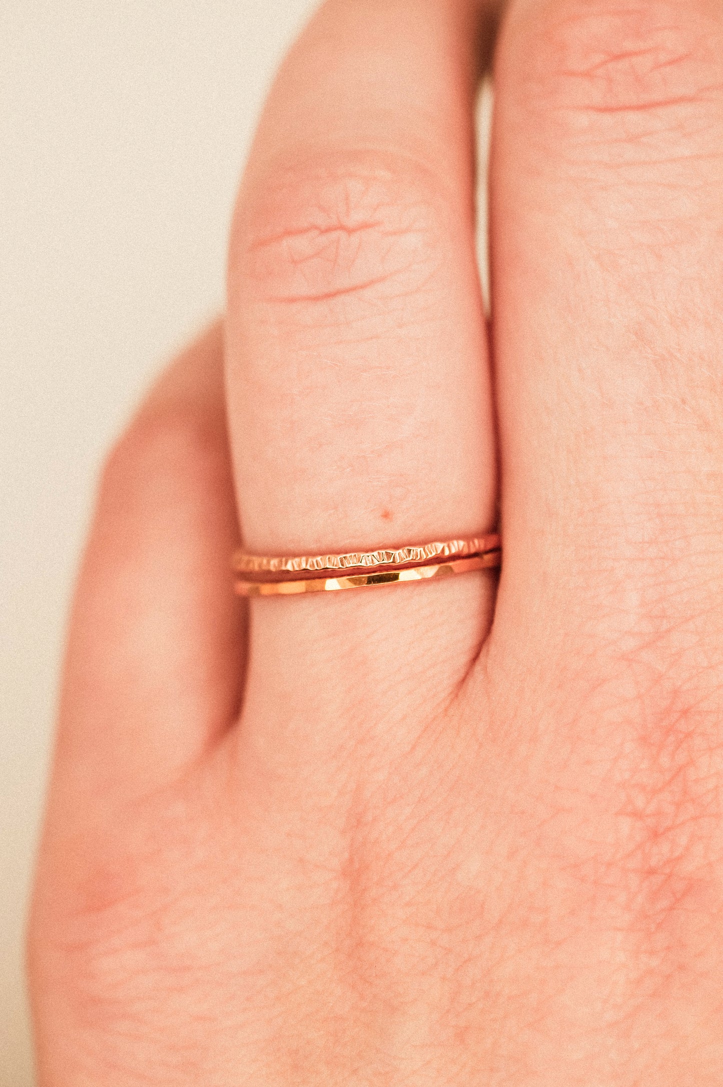 Sparkle Set of 2 Stacking Rings, 14K Rose Gold Fill