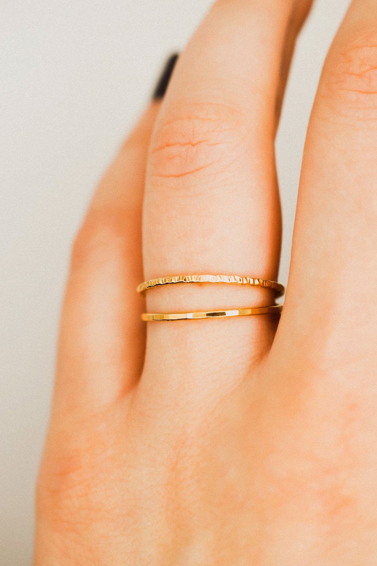 Sparkle Set of 2 Stacking Rings, 14K Gold Fill