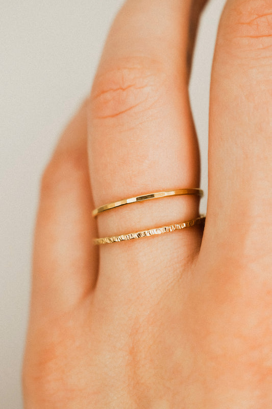 Sparkle Set of 2 Stacking Rings, 14K Gold Fill