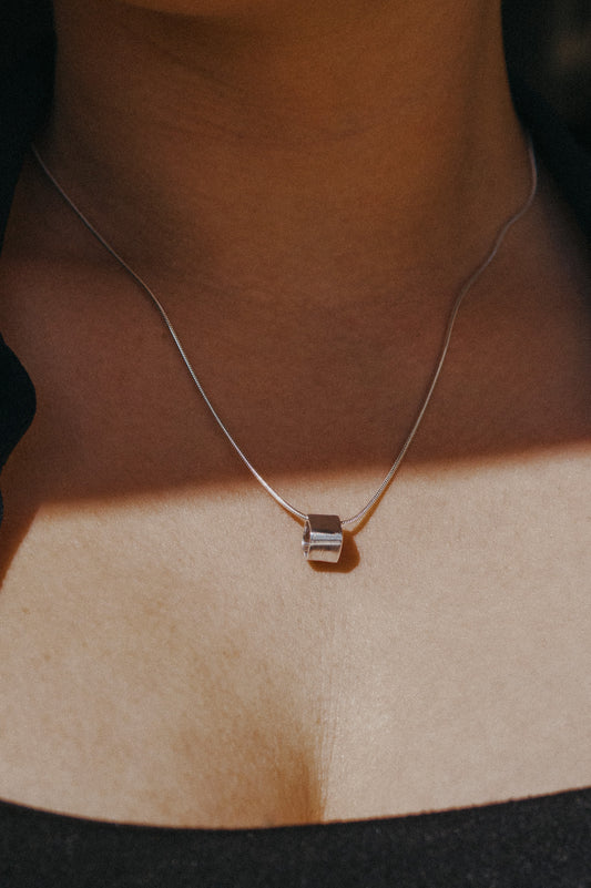 Square Box Necklace, Sterling Silver