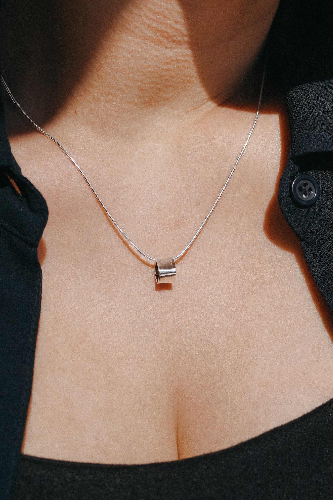 Square Box Necklace, Sterling Silver