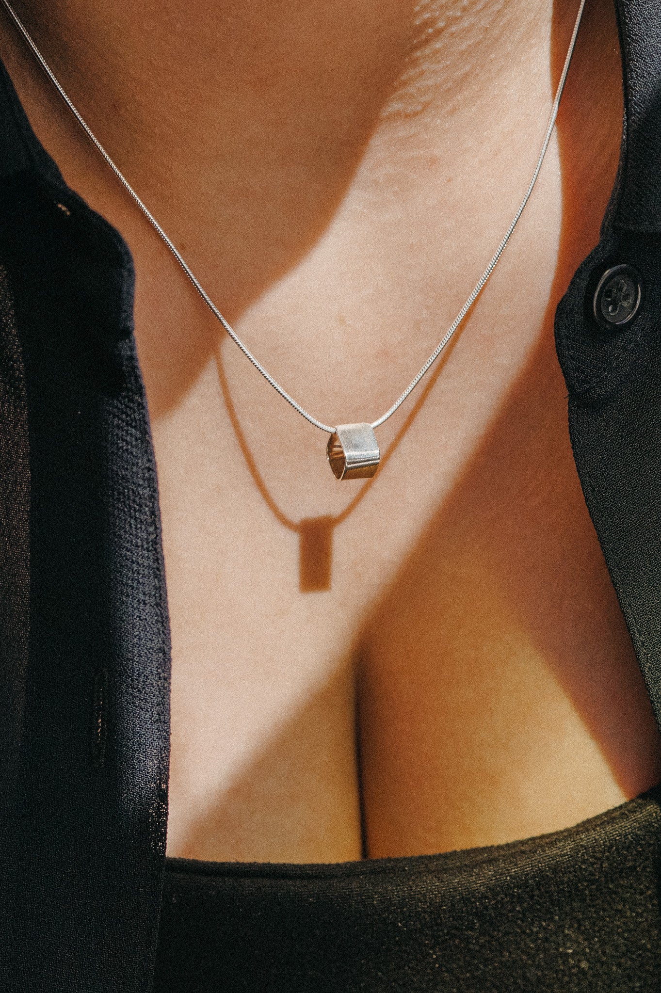 Square Box Necklace, Sterling Silver