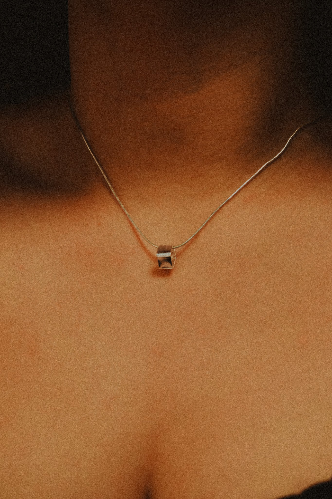 Square Box Necklace, Sterling Silver