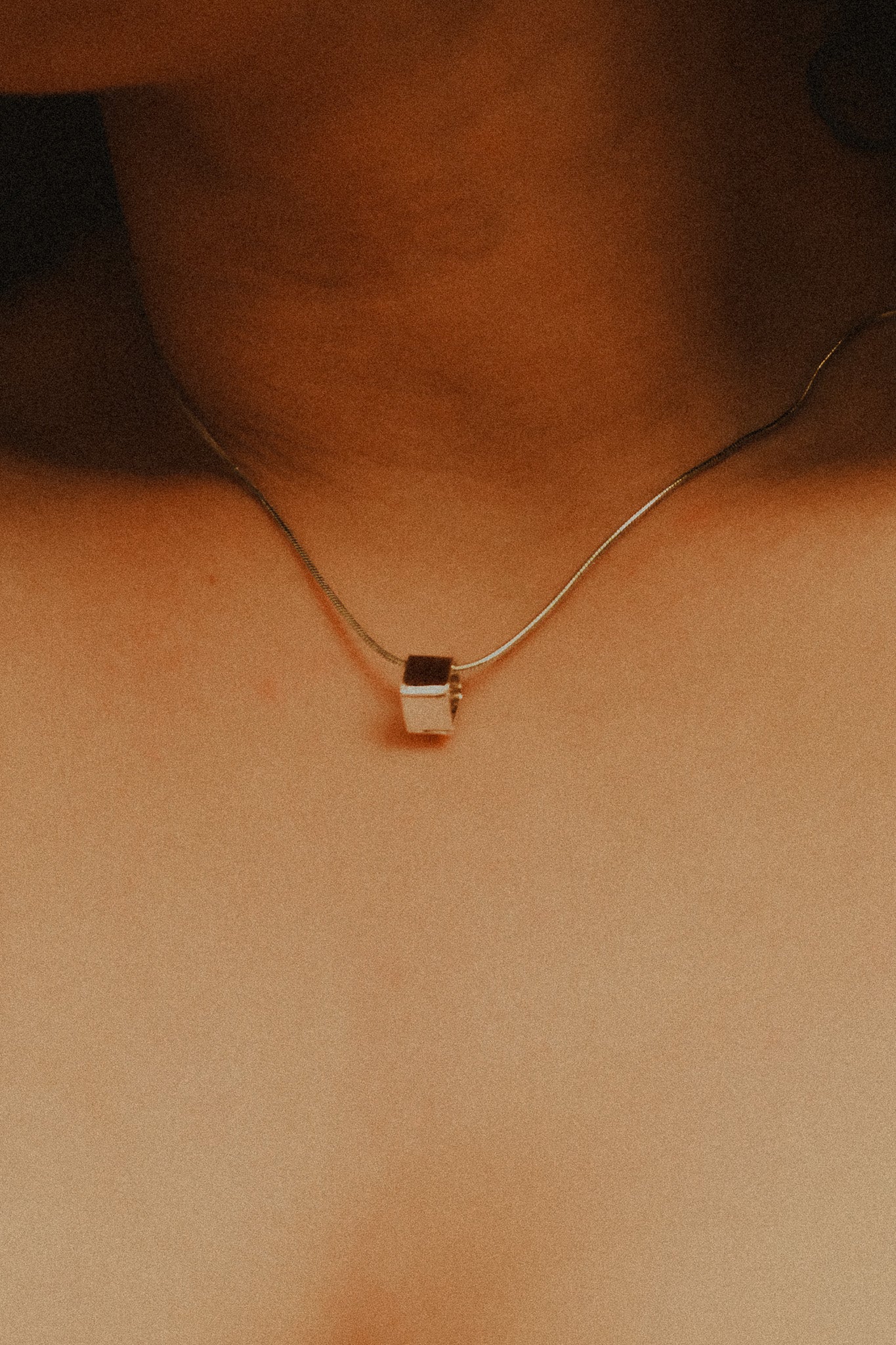 Square Box Necklace, Sterling Silver