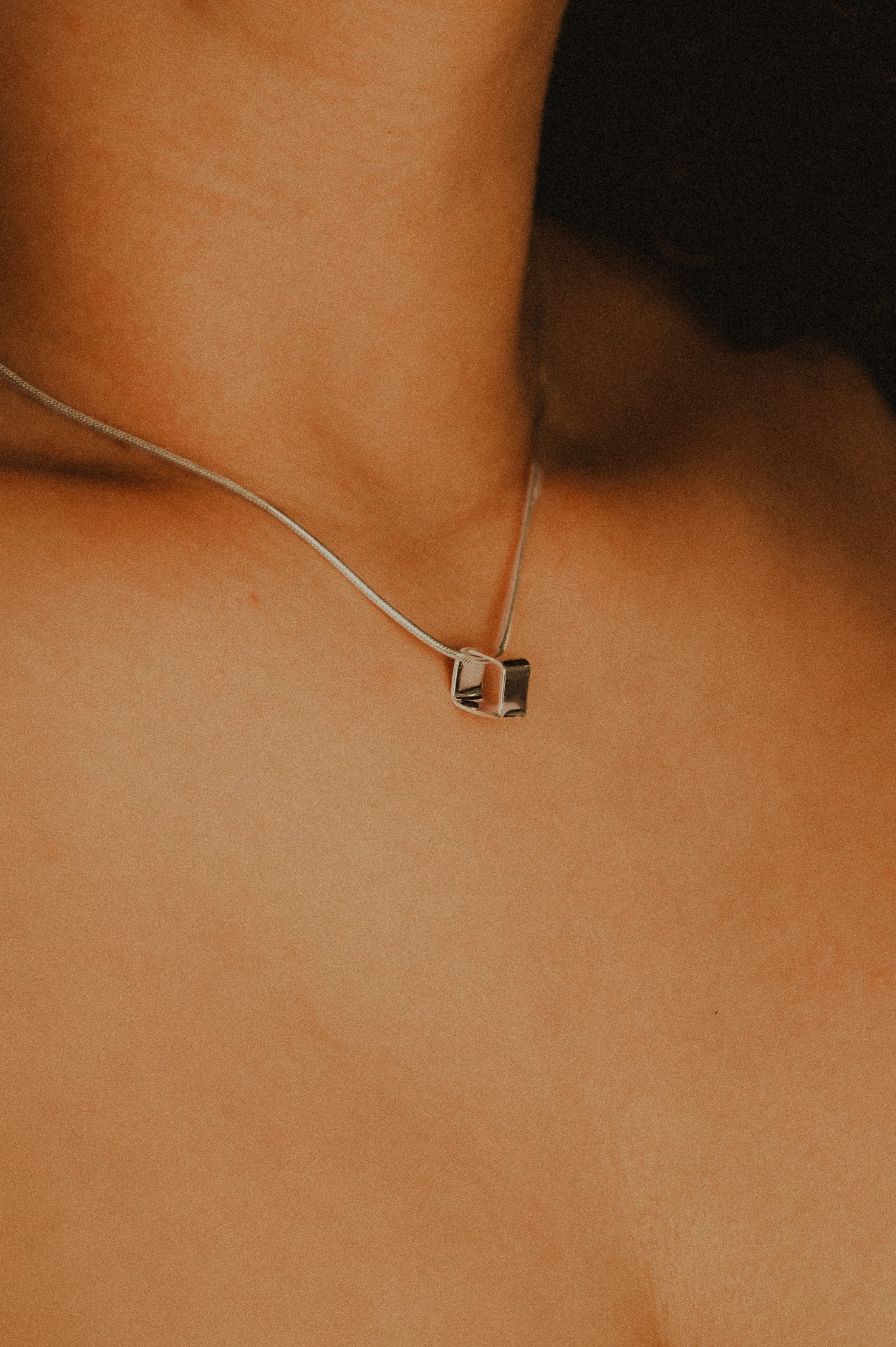 Square Box Necklace, Sterling Silver
