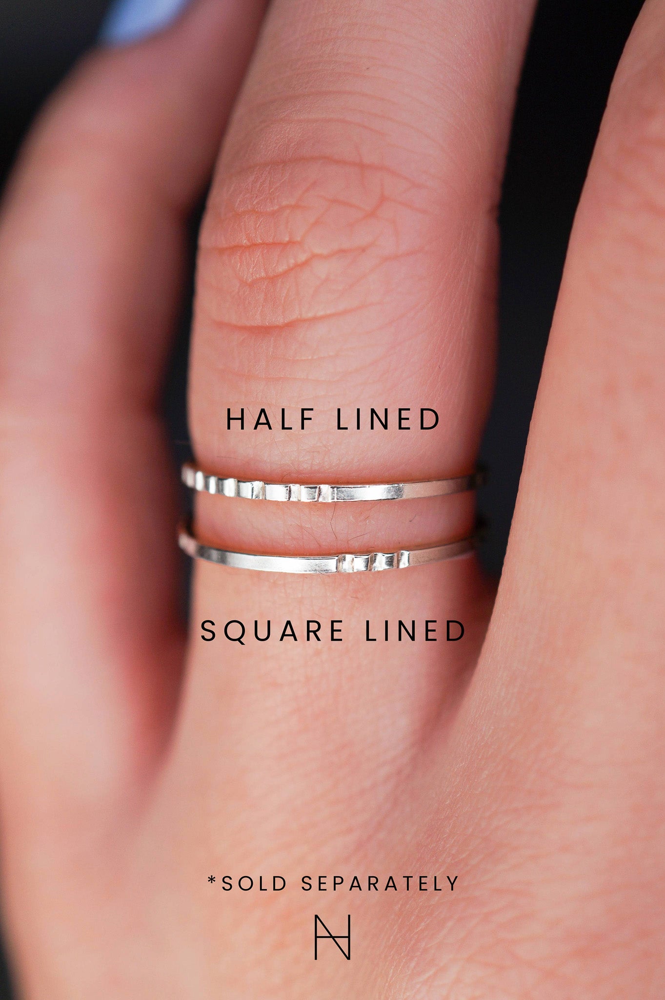 Half Lined Ring, Sterling Silver