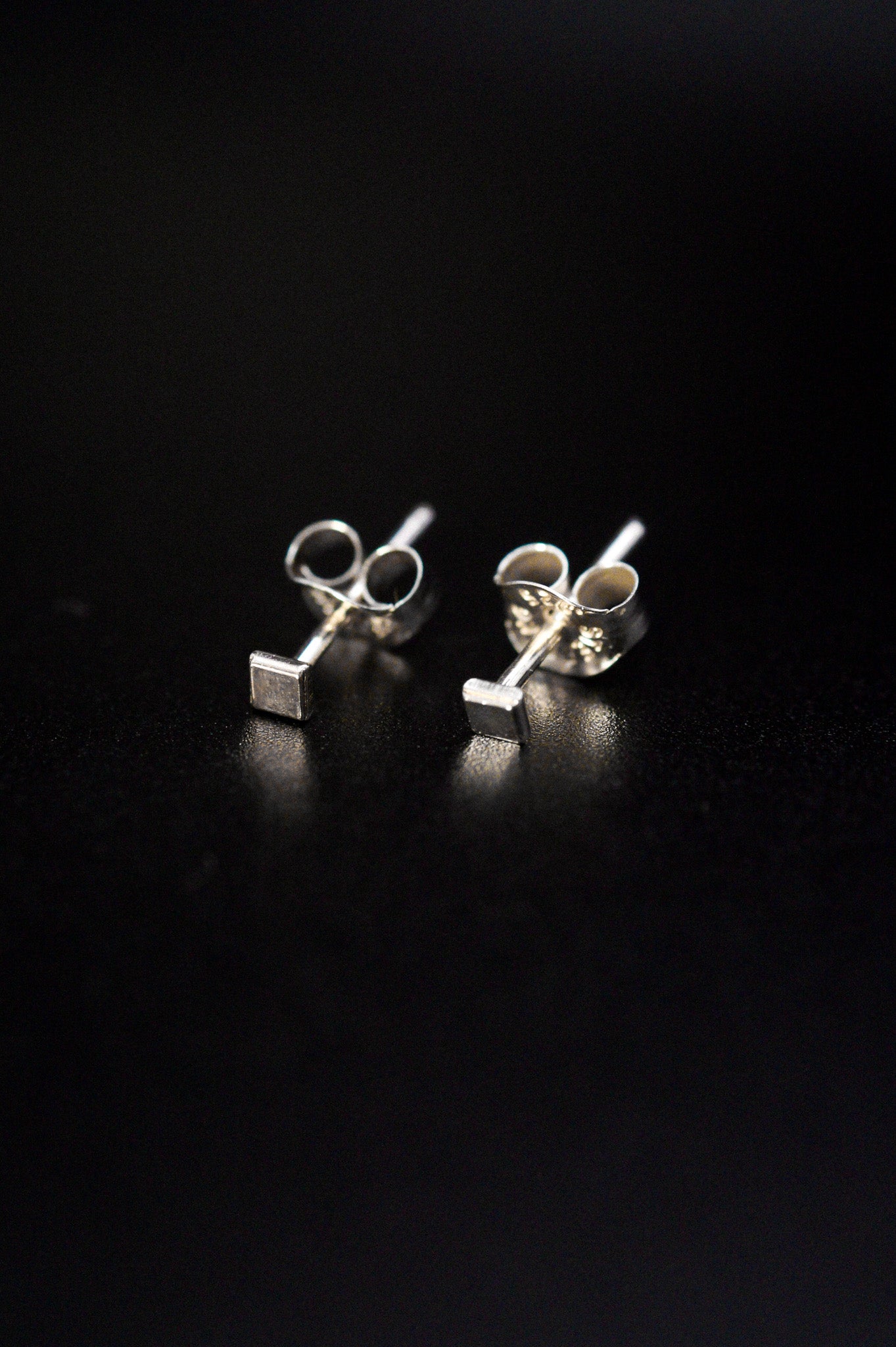 Square Mirror Stud Earrings, Gold Fill, Rose Gold Fill, or Sterling Silver