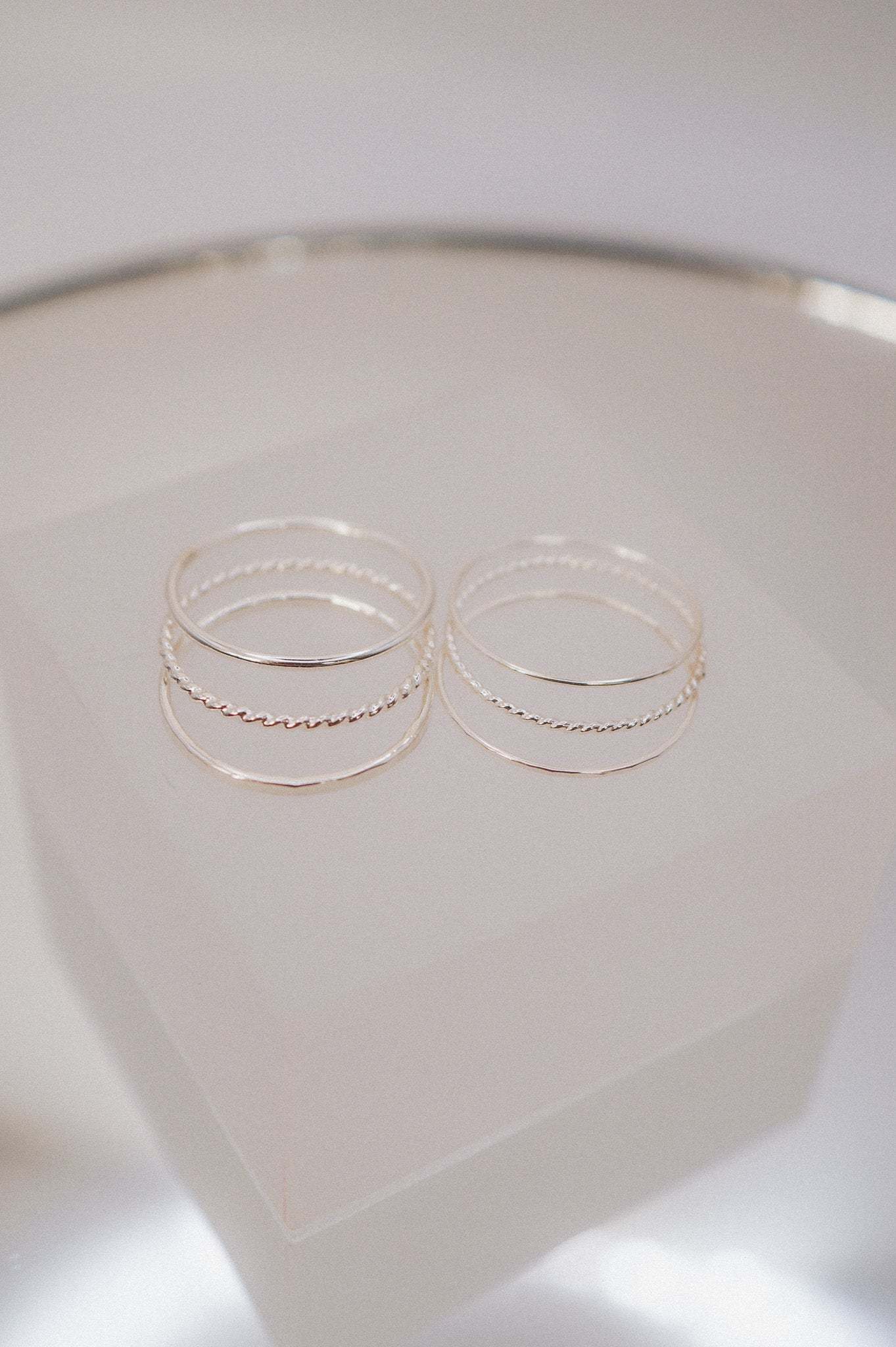 Twist Set of 3 Stacking Rings, Sterling Silver