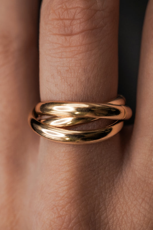 Chunky Interlocking Ring, 14K Solid Gold