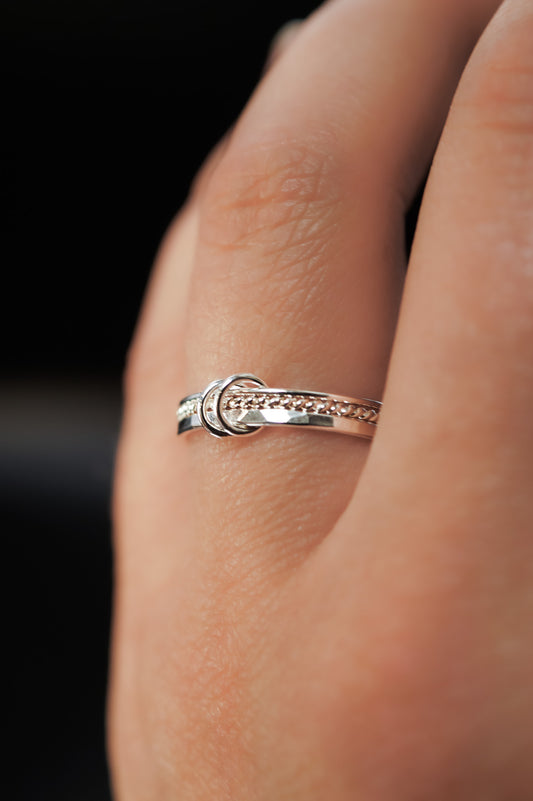 Duo Link Ring, Sterling Silver