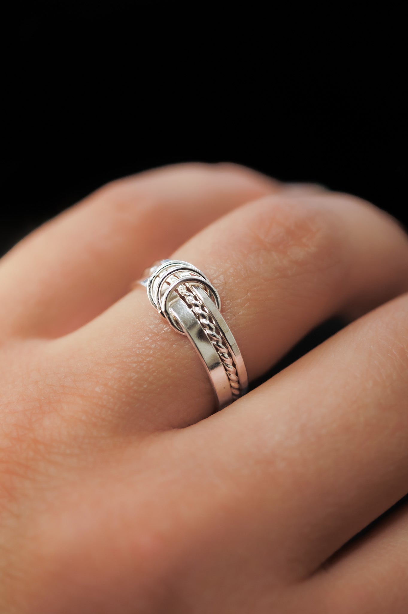 Triple Link Ring, Sterling Silver