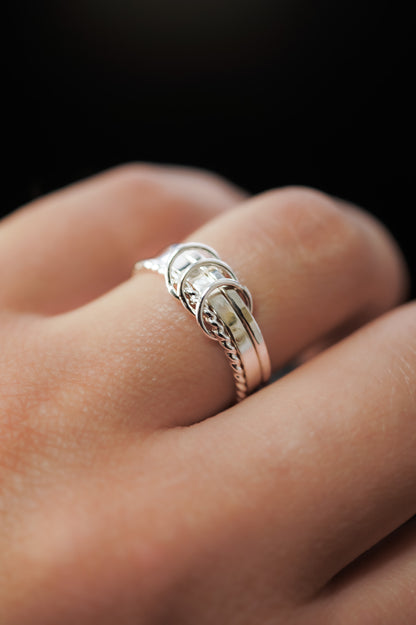 Triple Link Ring, Sterling Silver