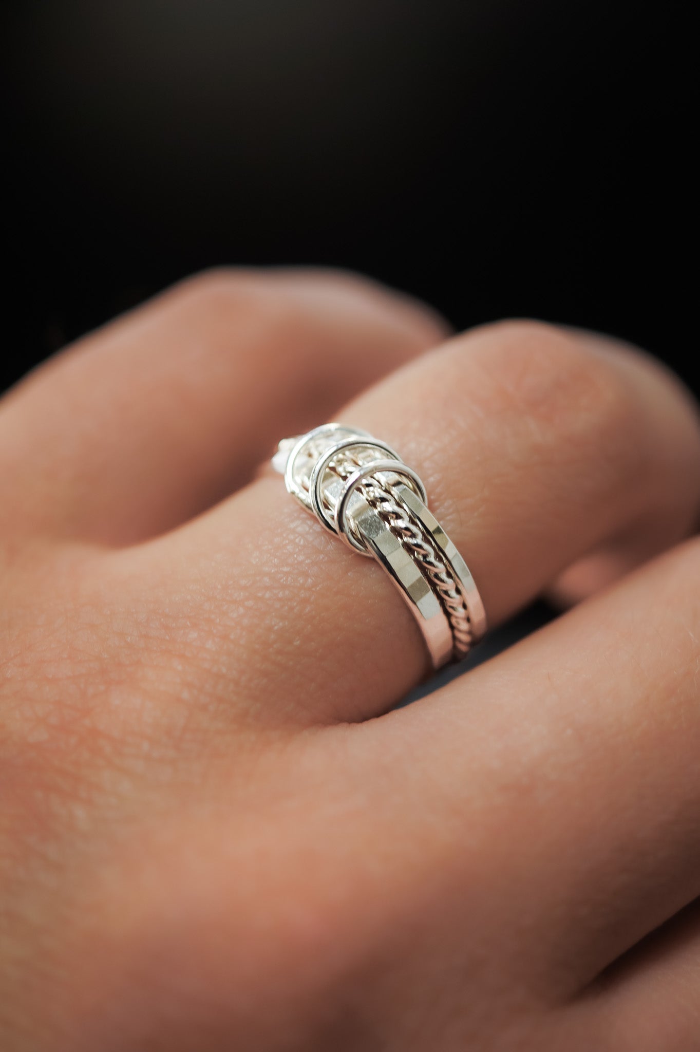 Triple Link Ring, Sterling Silver