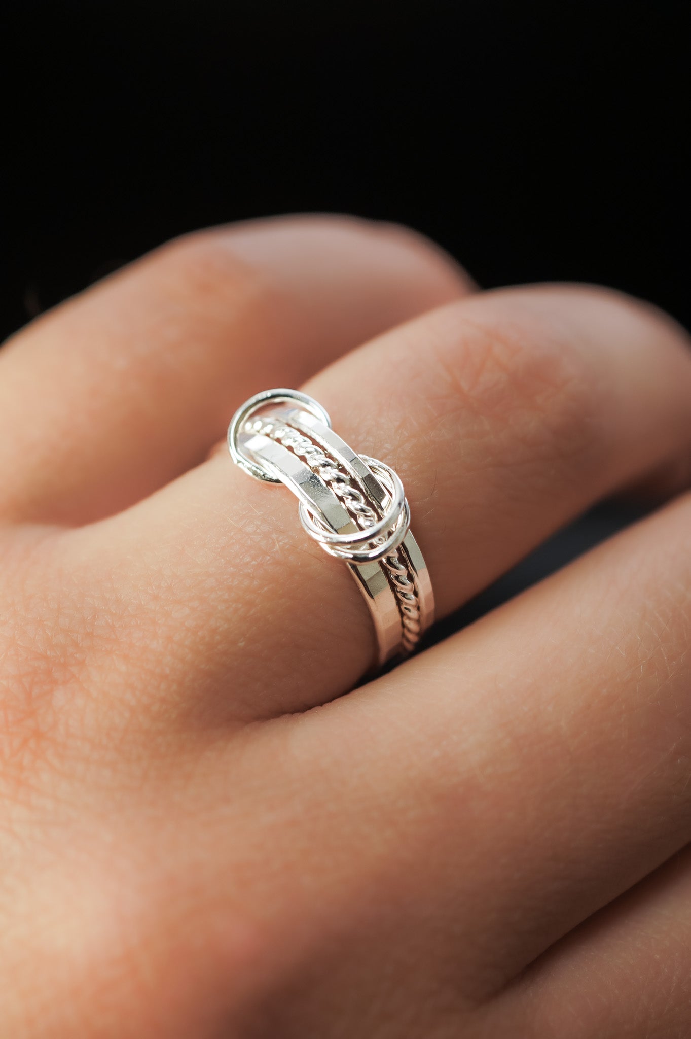 Triple Link Ring, Sterling Silver