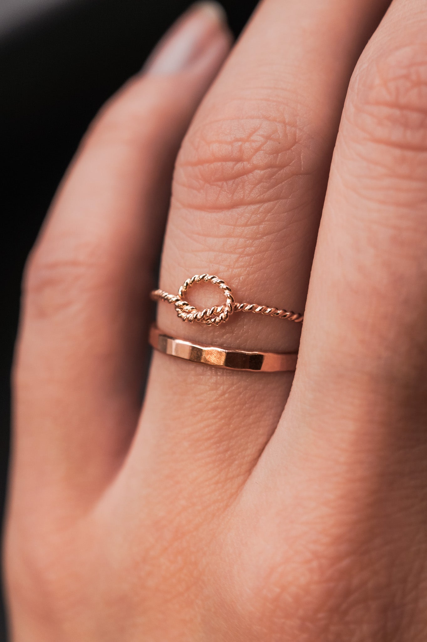 Twisted Open Knot Ring, 14K Rose Gold Fill