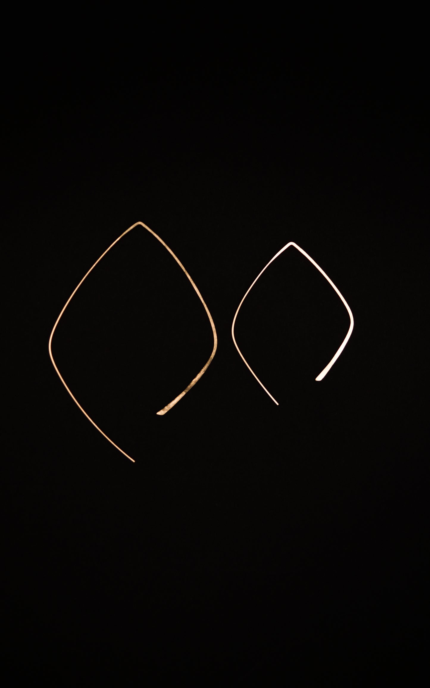Teardrop Threader Hoop Earrings in Solid 14K Gold, Rose or White Gold