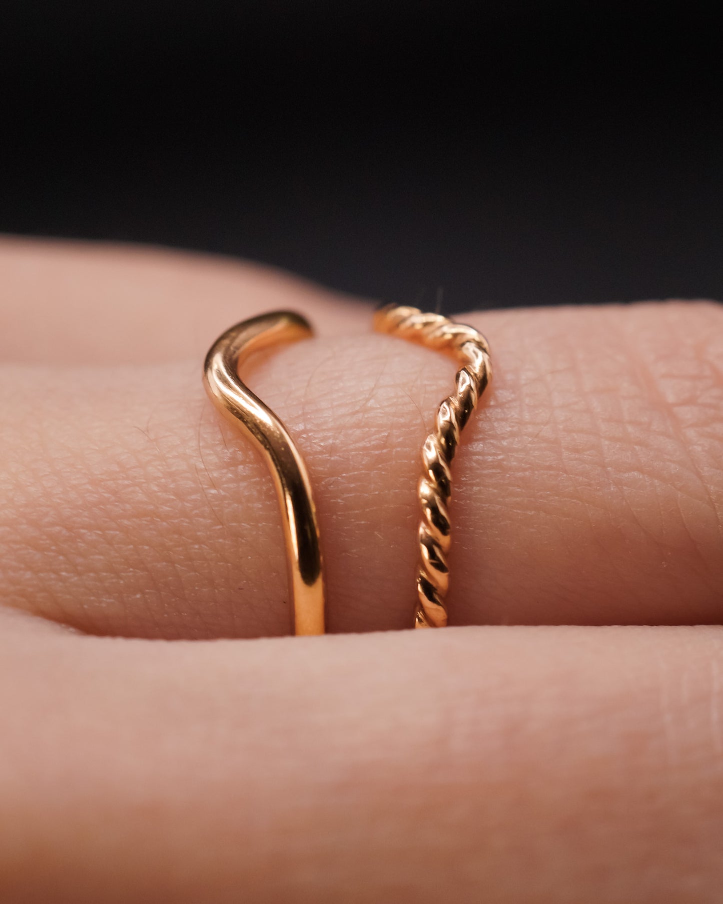 Twisted Teardrop Set of 2 Stacking Rings in Gold, Rose Gold or Silver