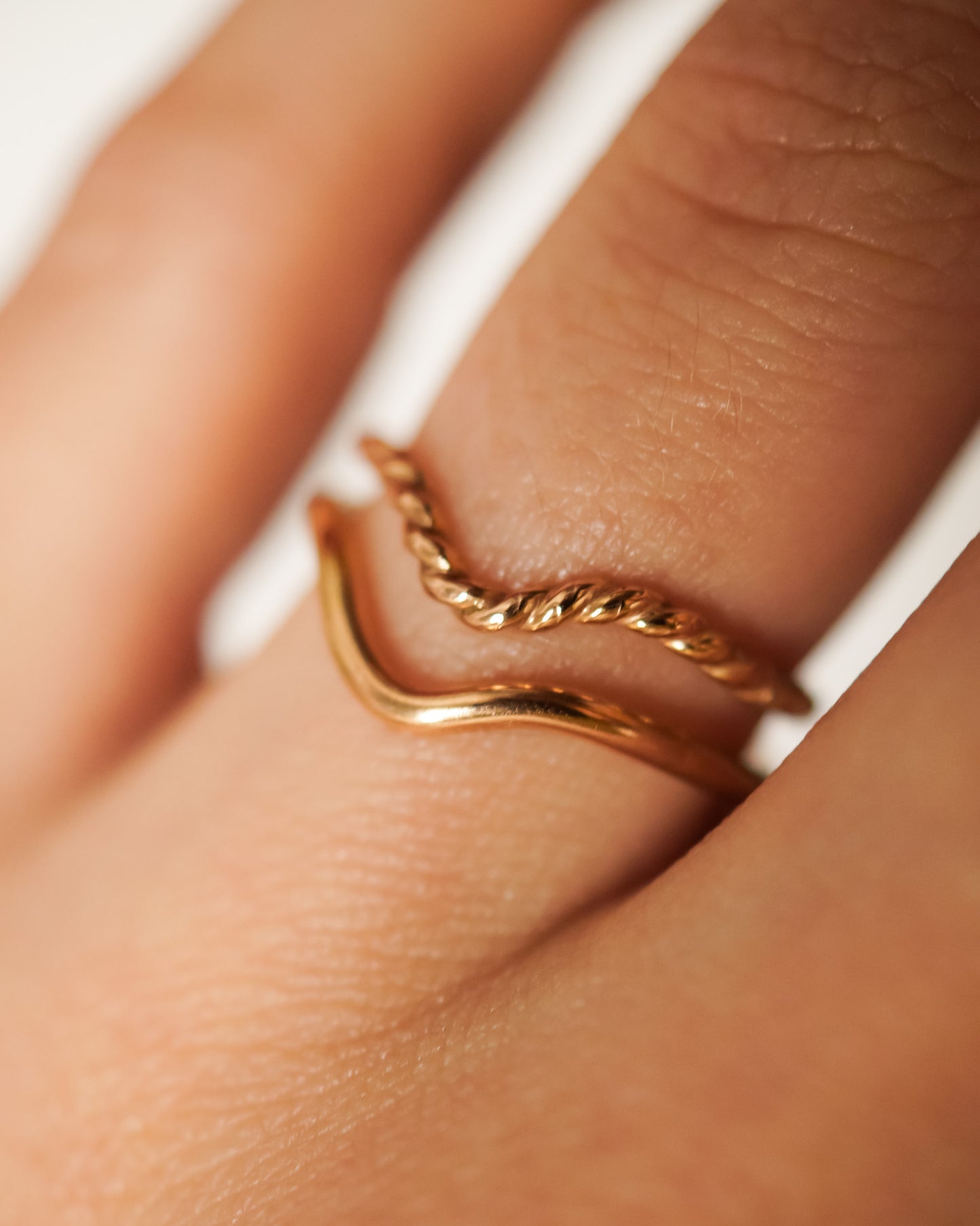 Twisted Teardrop Set of 2 Stacking Rings in Gold, Rose Gold or Silver