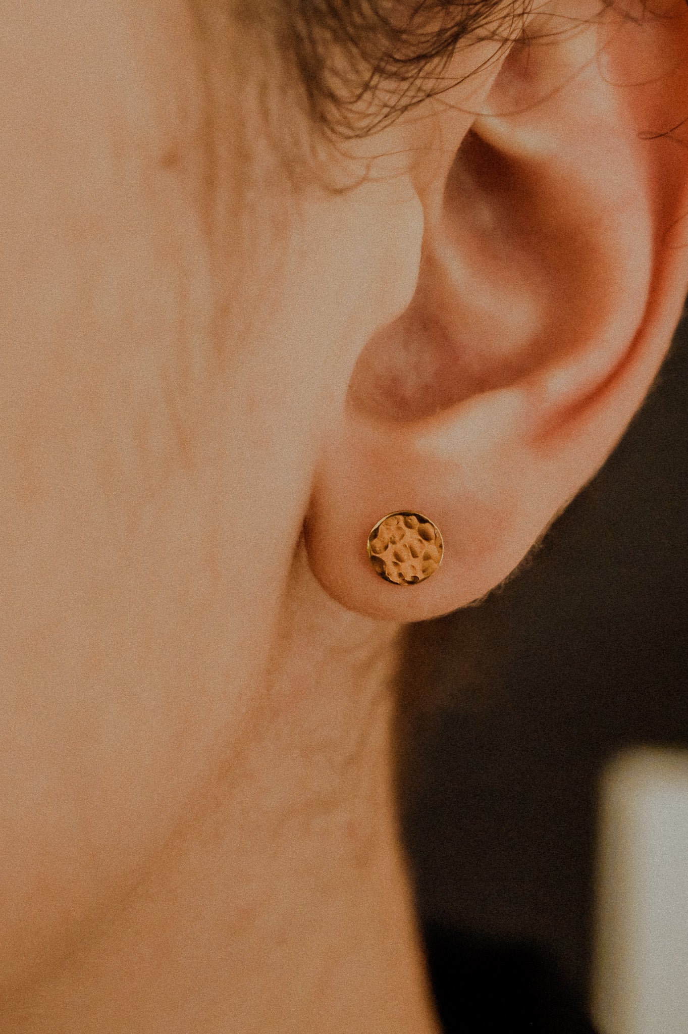 Dot Flat Back Stud Earring, Solid Gold or Rose Gold