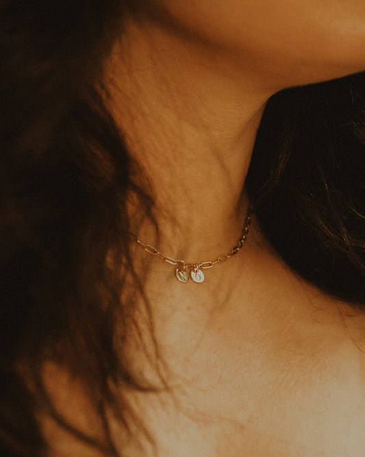 Tiny Monogram Circle Charm, Solid 14K Gold