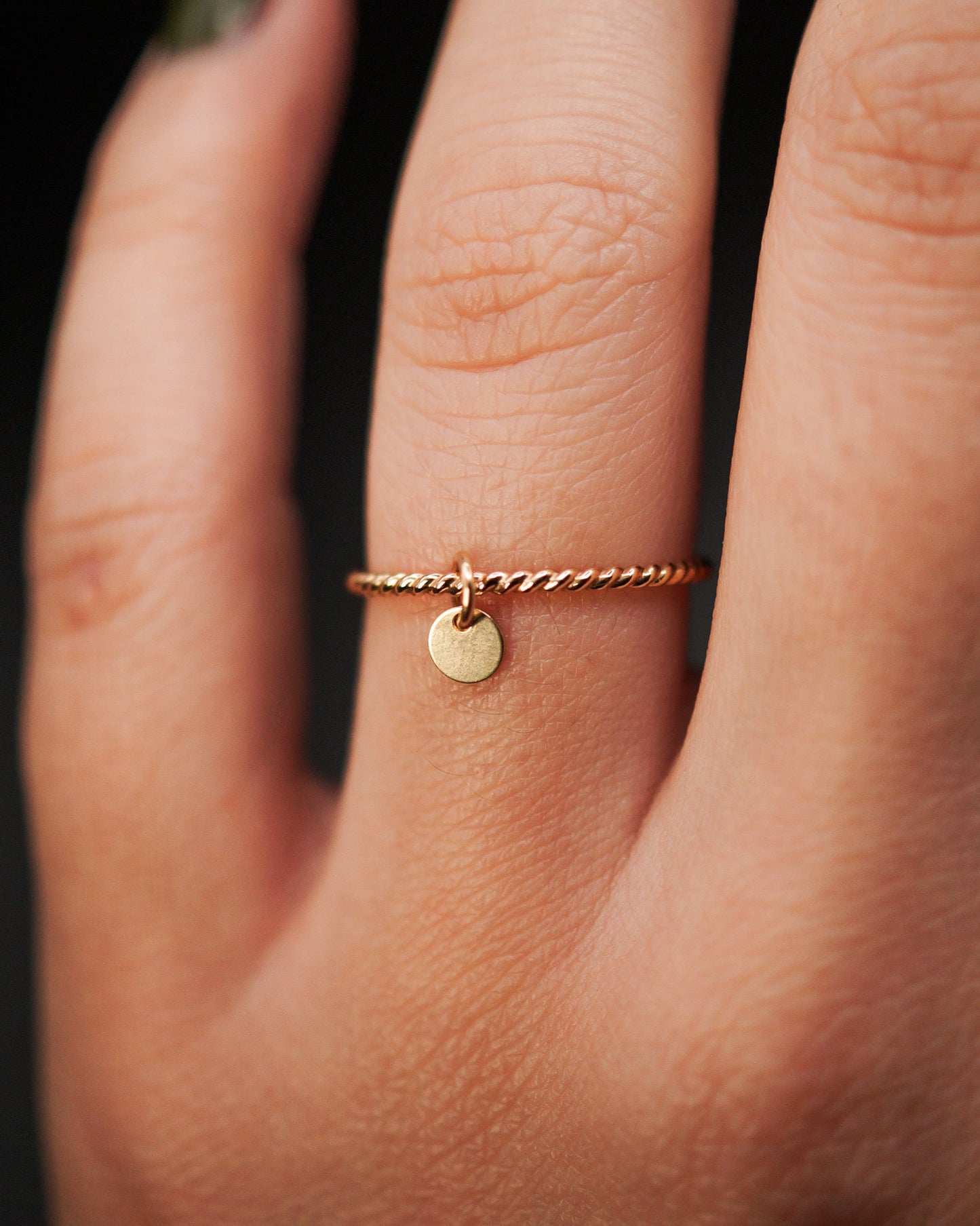 Tiny Dot Charm Ring, 14K Gold Fill