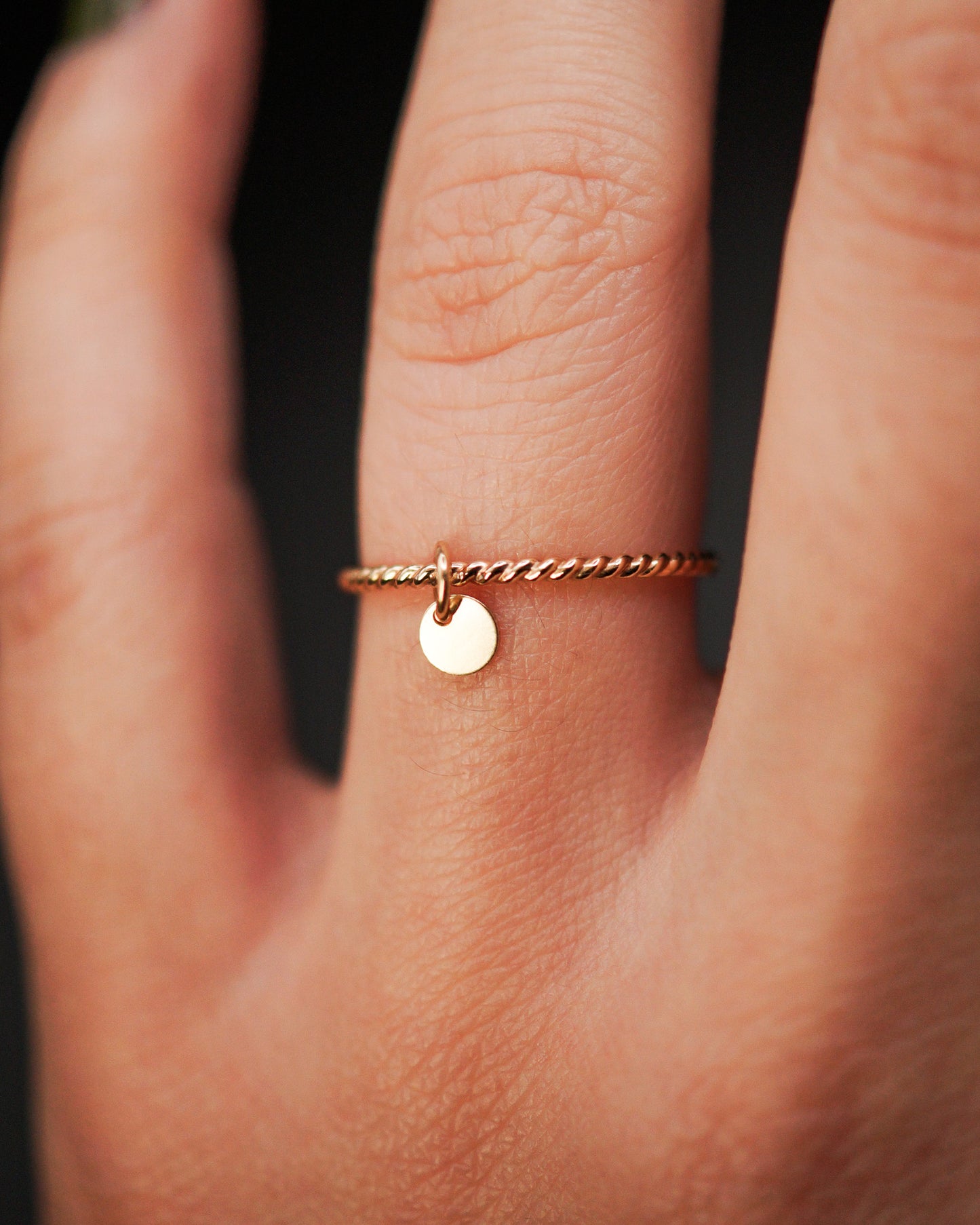 Tiny Dot Charm Ring, 14K Gold Fill