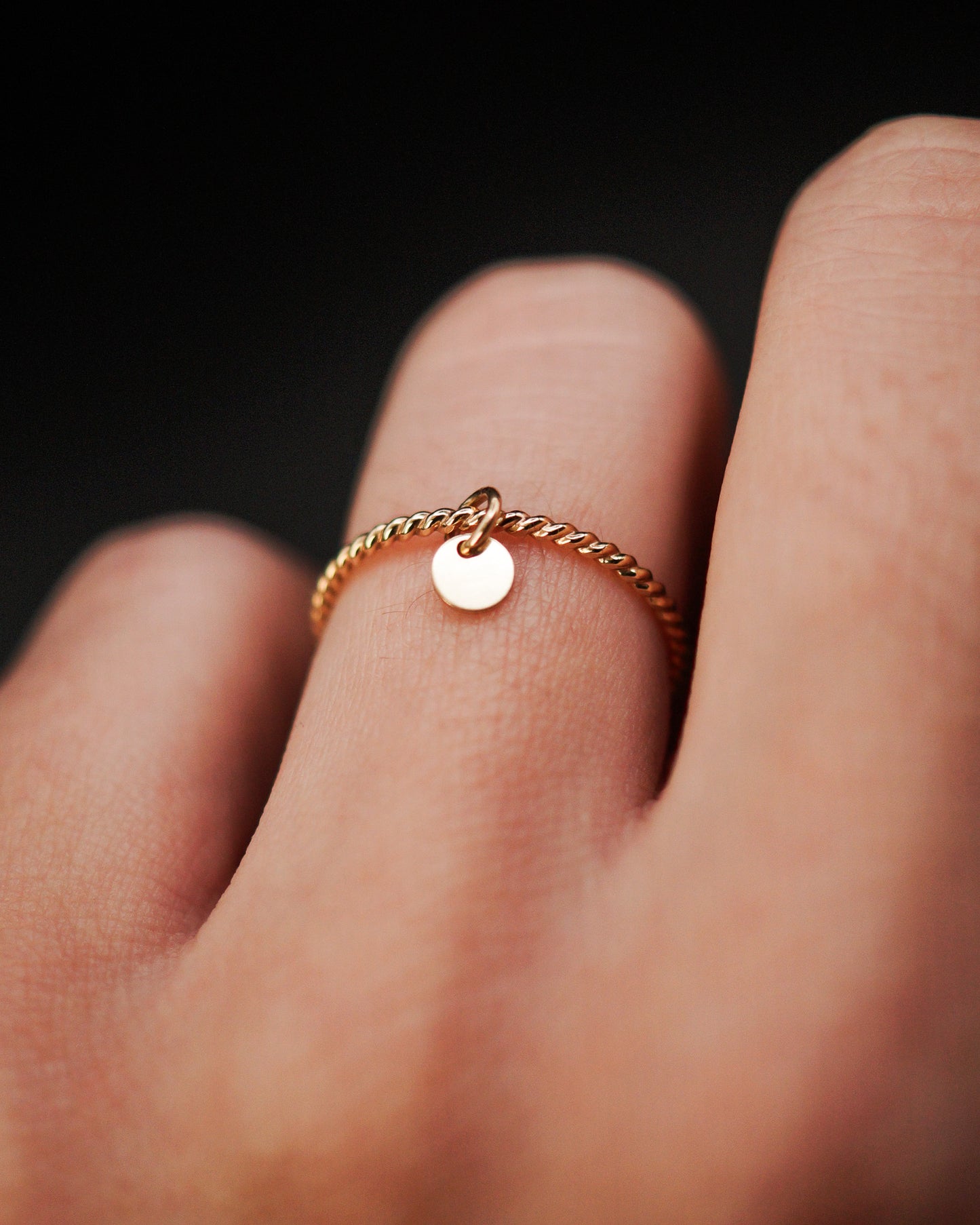 Tiny Dot Charm Ring, 14K Gold Fill