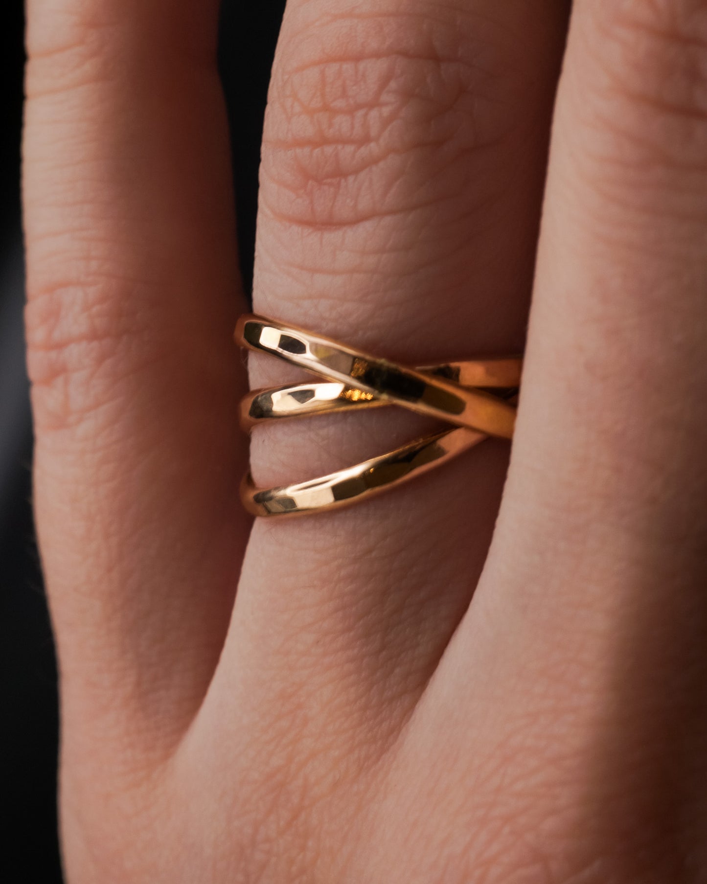 Thick Interlocking Set of 3 Rings, 14K Gold Fill