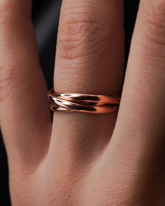 Thick Interlocking Set of 3 Rings, 14K Rose Gold Fill