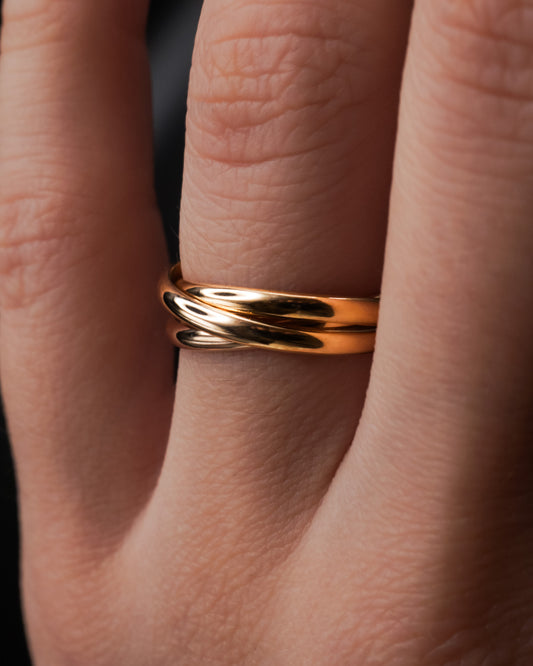 Thick Interlocking Set of 3 Rings, 14K Gold Fill