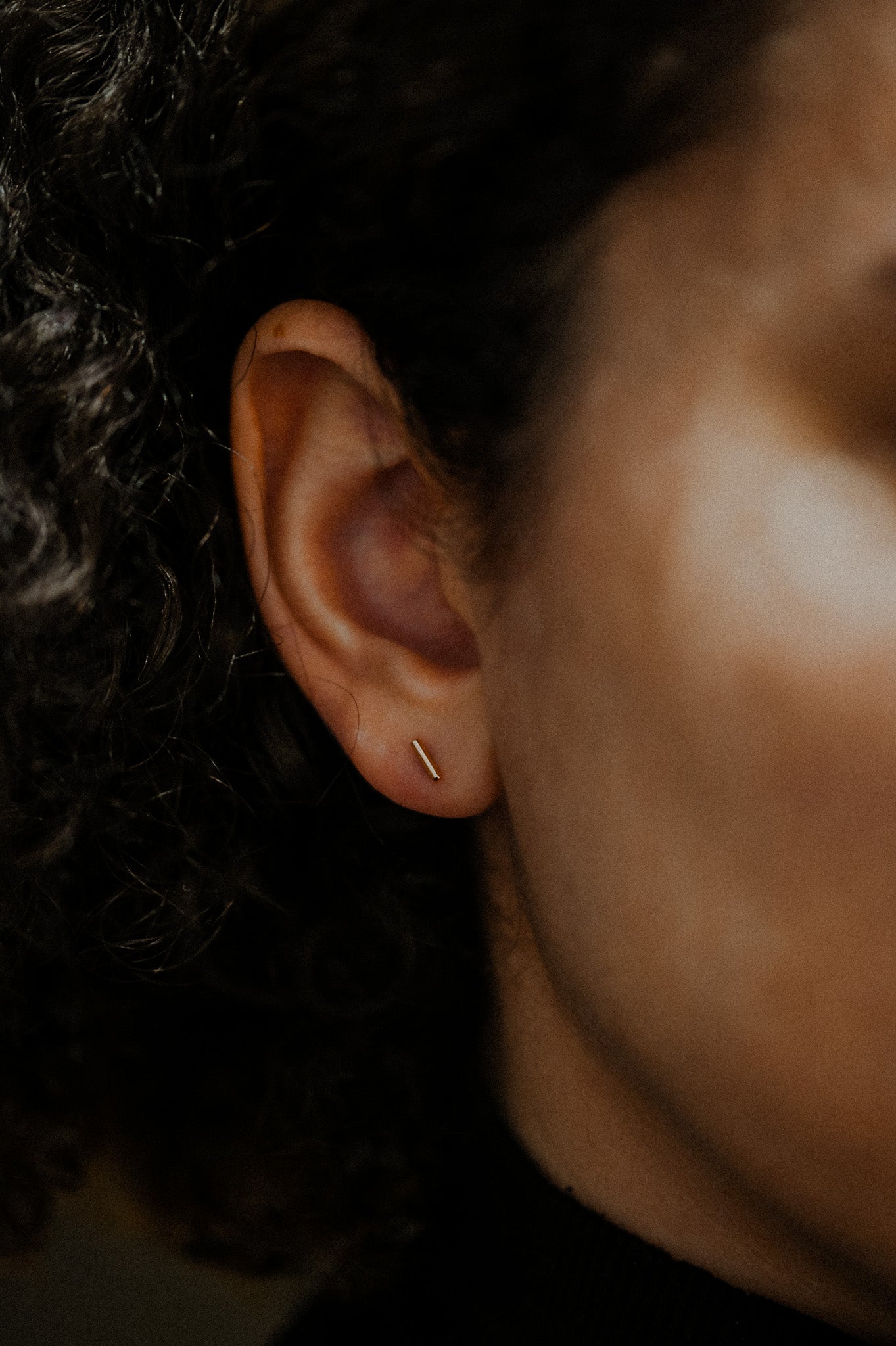 Tiny Bar Flat Back Stud Earring