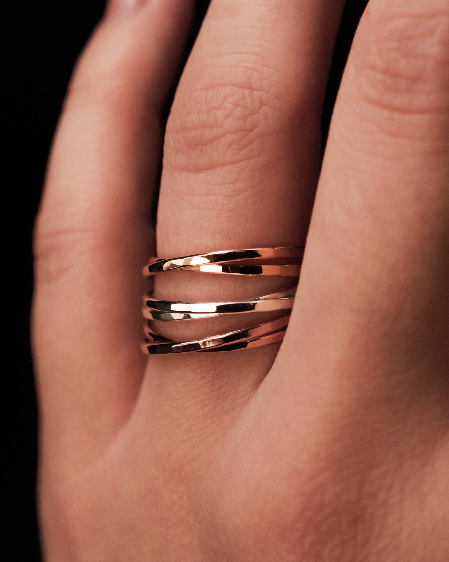 Thin Interlocking Set of 2 Rings, Sterling Silver