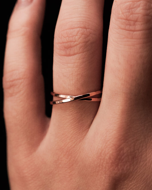 Thin Interlocking Set of 2 Rings, 14K Rose Gold Fill